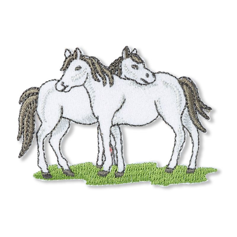Applikationen - Tiermotive - aufbügelbar Pferde ca. 5,0x7,0 cm weiß