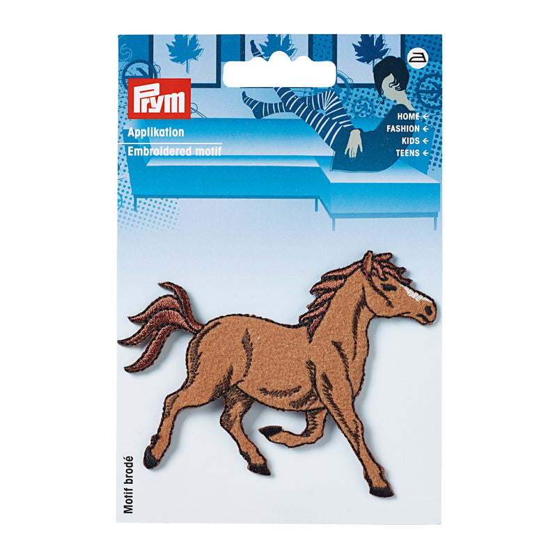 Applikationen - Tiermotive - aufbügelbar Pferd rennend ca. 5,0x5,0 cm braun