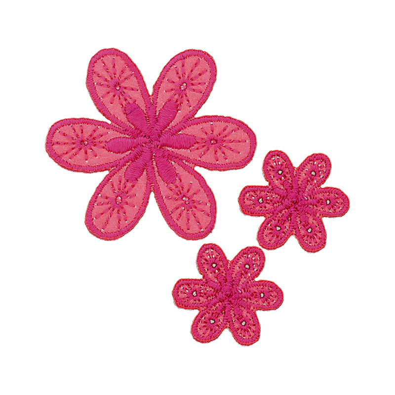Applikation Blumen klein/groß pink