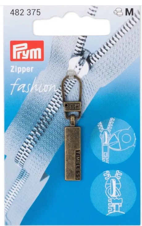 Fashion-Zipper Classic timeless altmessing