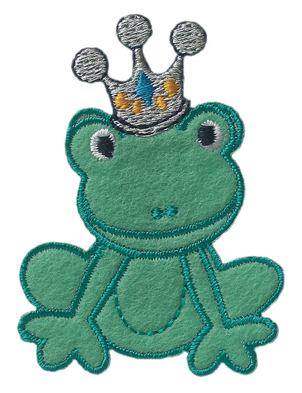 Applikationen - Kids and Hits - aufbügelbar Frosch mit Krone ca. 4,0x6,0 cm farbig