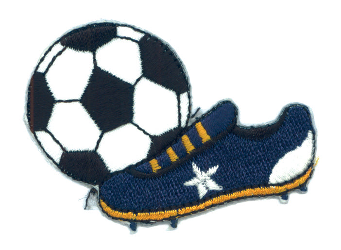 Applikationen - Kids and Hits - aufbügelbar Fußball mit Schuh ca. 4,0x5,0 cm farbig