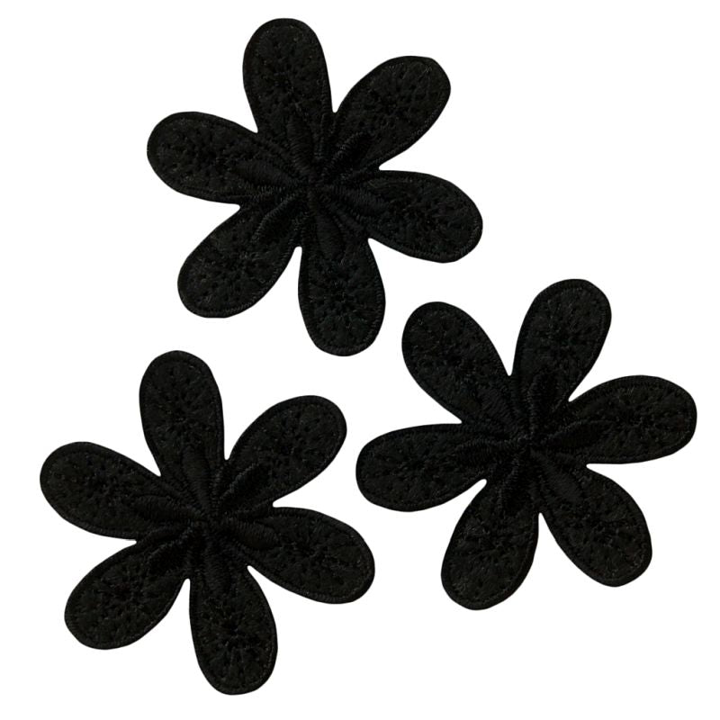 Applikationen - Fashion and Home - aufbügelbar Blumen schwarz 3 Stück