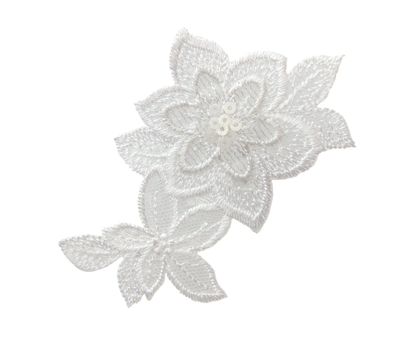 Applikationen - Fashion and Home - aufbügelbar Blumenornament ca. 5,0x11,0 cm weiß