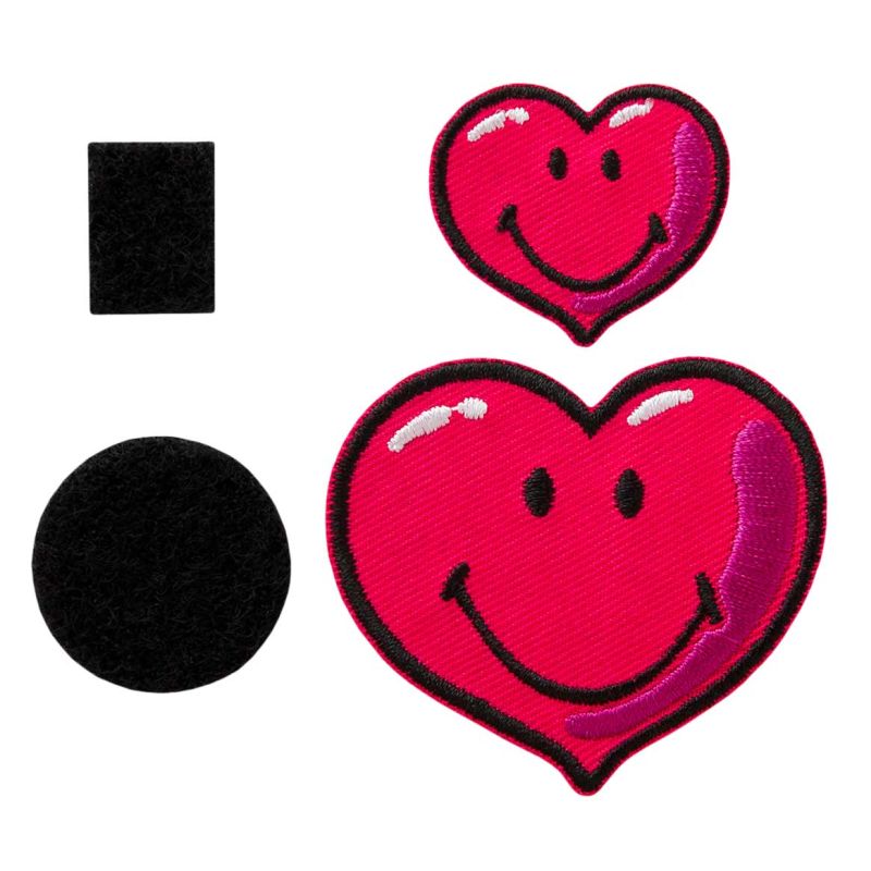 Applikationen - Kids and Hits - aufbügelbar Smiley© großes Herz+ kleines Herz mit Klett