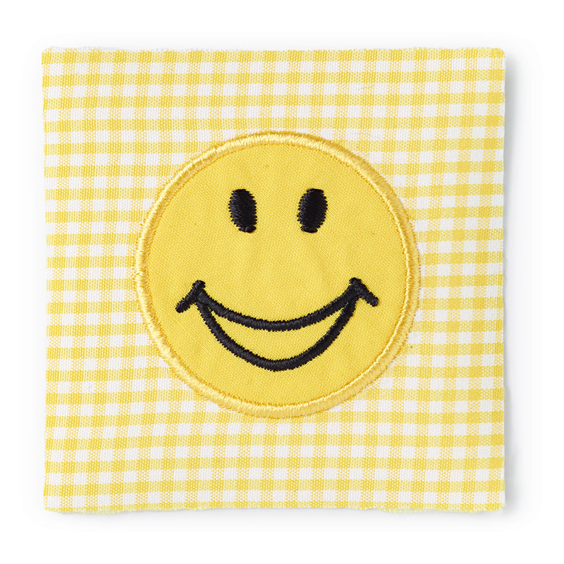 Applikationen - Kids and Hits - aufbügelbar Smiley auf Stoff gelb/weiß