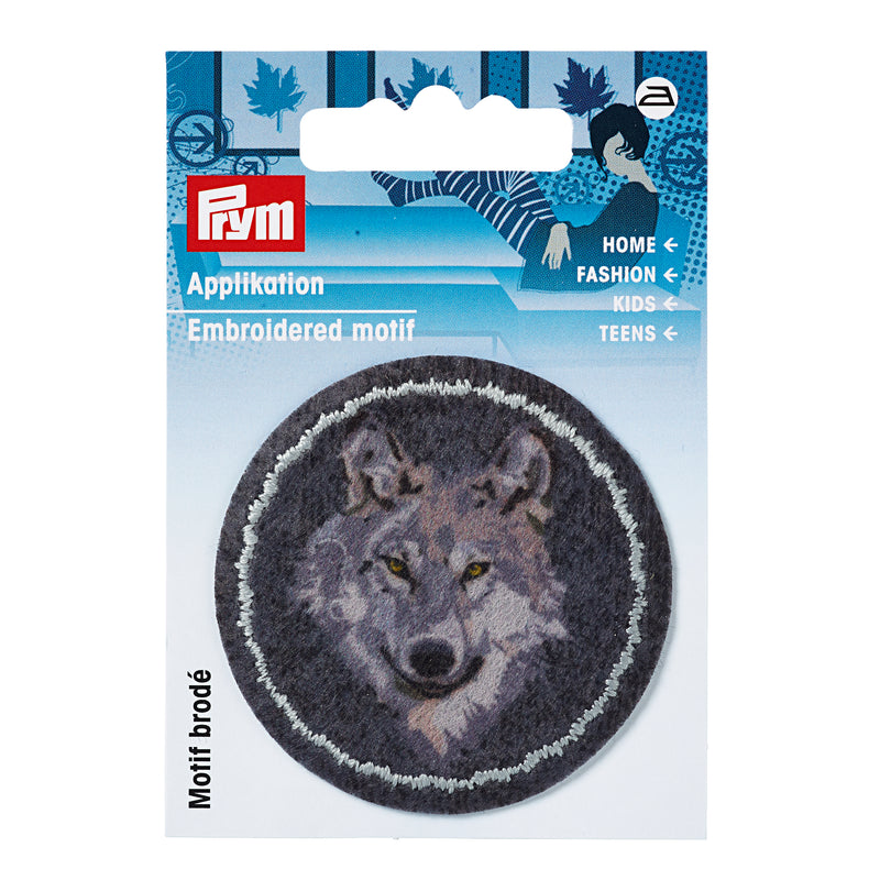 Applikationen - Tiermotive - aufbügelbar Patch Wolf anthrazit/grau