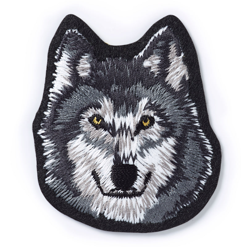 Applikationen - Tiermotive - aufbügelbar Wolfgesicht grau/weiß