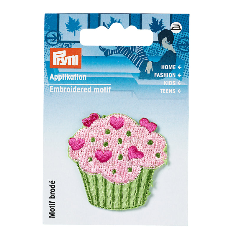 Applikationen - Kids and Hits - aufbügelbar Cupcake ca. 4,3x4,2 cm grün/rosa
