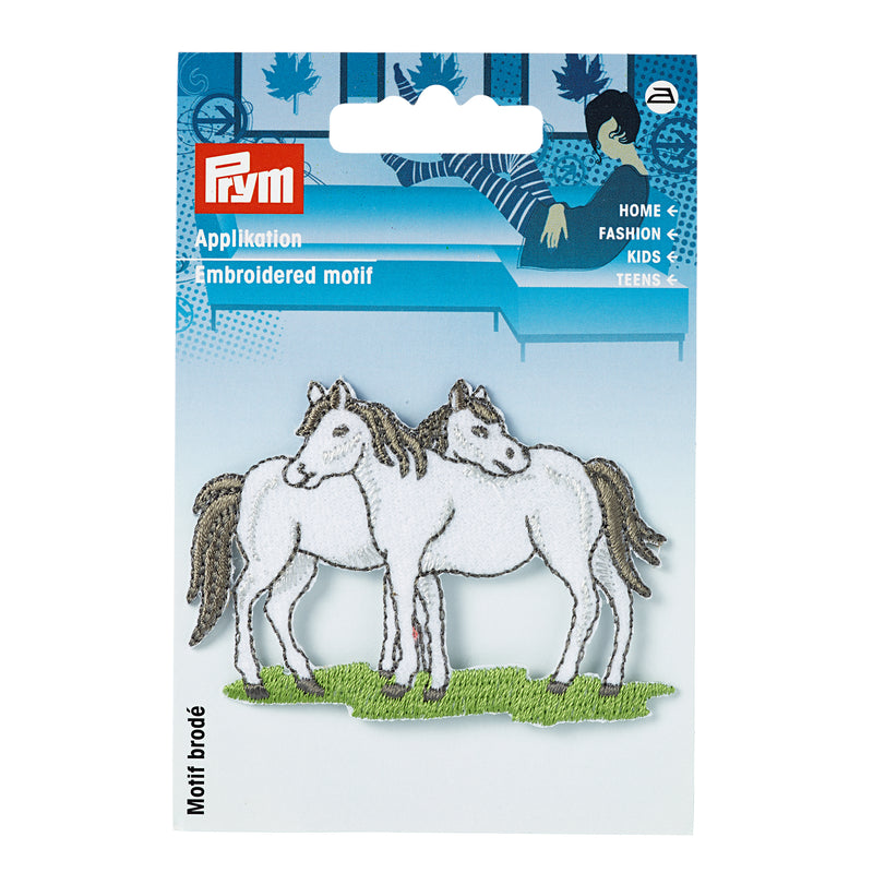 Applikationen - Tiermotive - aufbügelbar Pferde ca. 5,0x7,0 cm weiß
