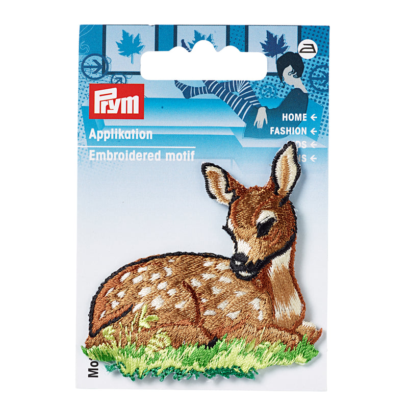 Applikationen - Tiermotive - aufbügelbar Reh liegend ca. 5,0x5,0 cm farbig