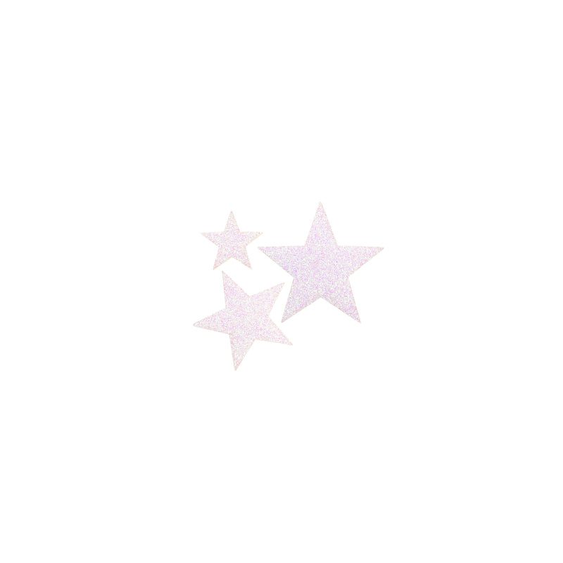 Applikationen - Kids and Hits - aufbügelbar/selbstklebend Sterne weiß glänzend