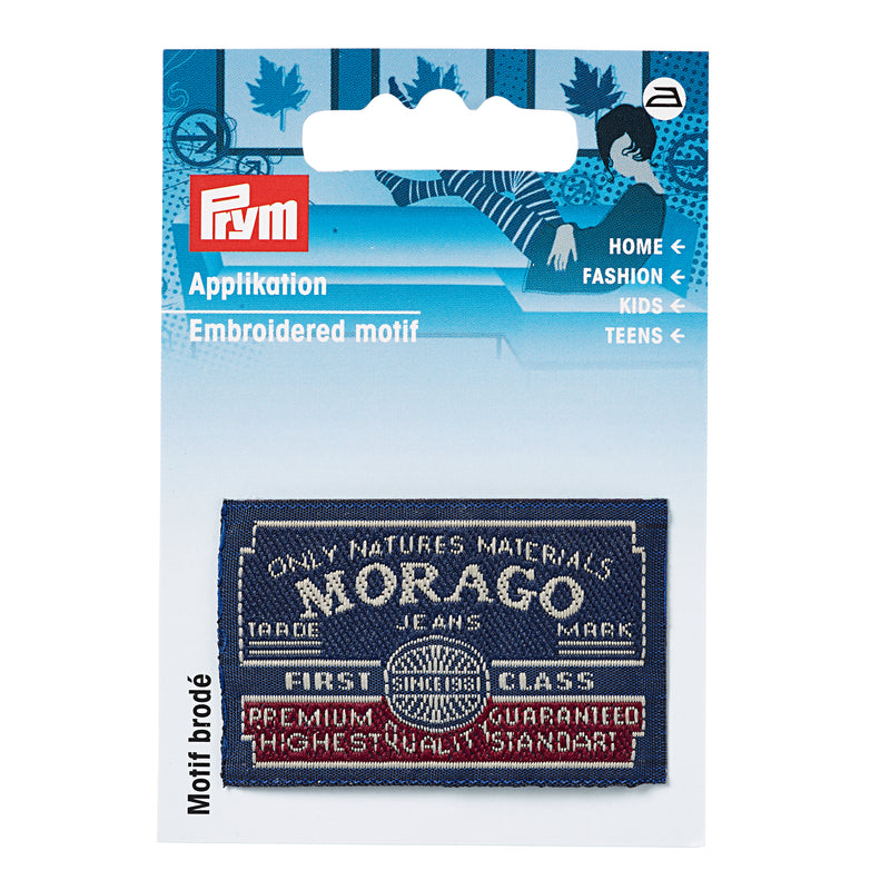 Applikationen - Teens and Jeans - aufbügelbar Label MORAGO ca. 3,0x5,0 cm blau/grau