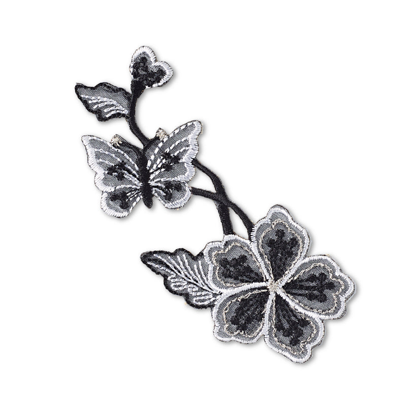 Applikationen - Fashion and Home - aufbügelbar Blumenranke selbstklebend aufbügelbar ca. 3,0x9,0 cm schwarz