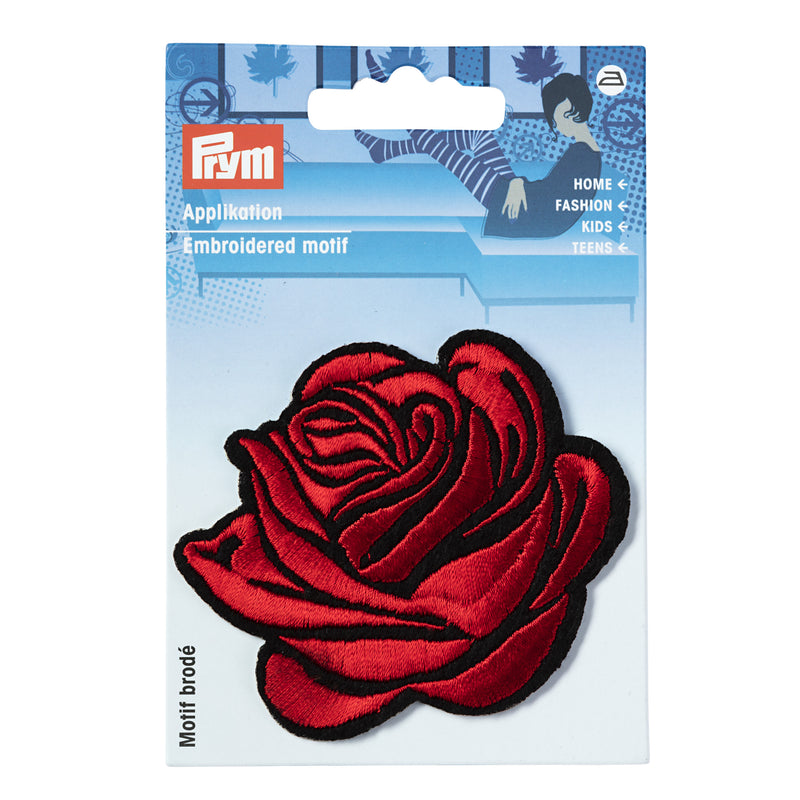 Applikationen - Fashion and Home - aufbügelbar Rose rot/schwarz