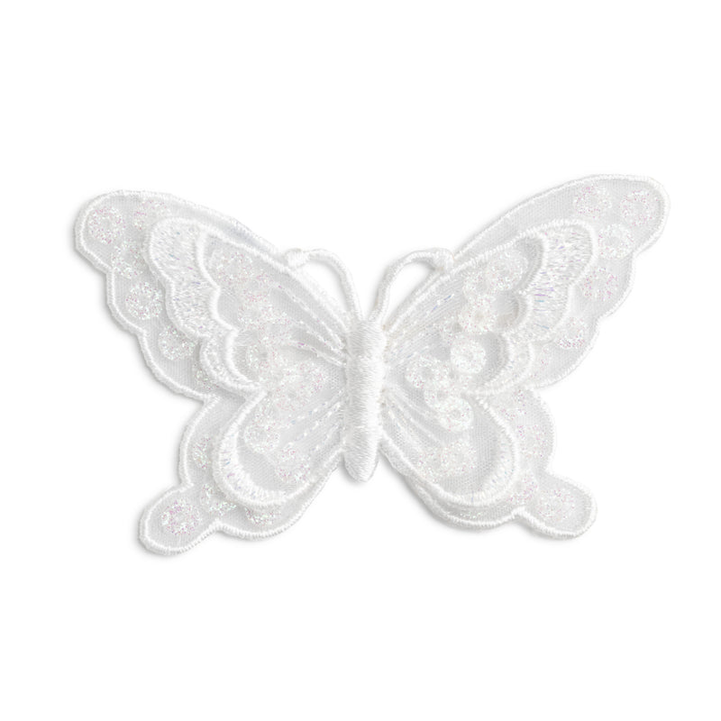 Applikationen - Fashion and Home - aufbügelbar Schmetterling festlich weiß