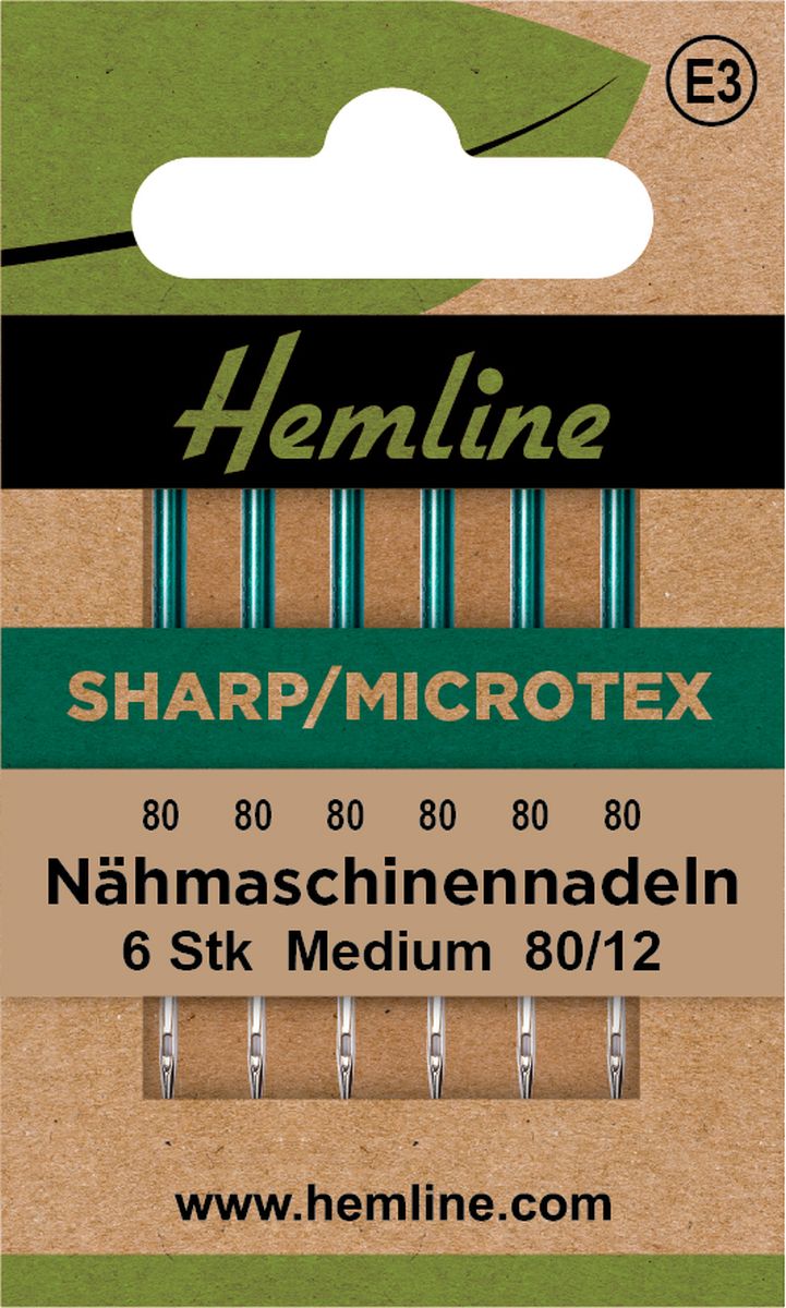 Nähmaschinennadeln Sharp/Microtex Medium 80/12 6 Stück