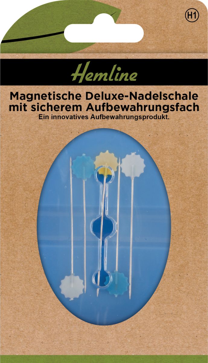 Magnetische Deluxe-Nadelschale mit sicherem Aufbewahrungsfach creme/blau