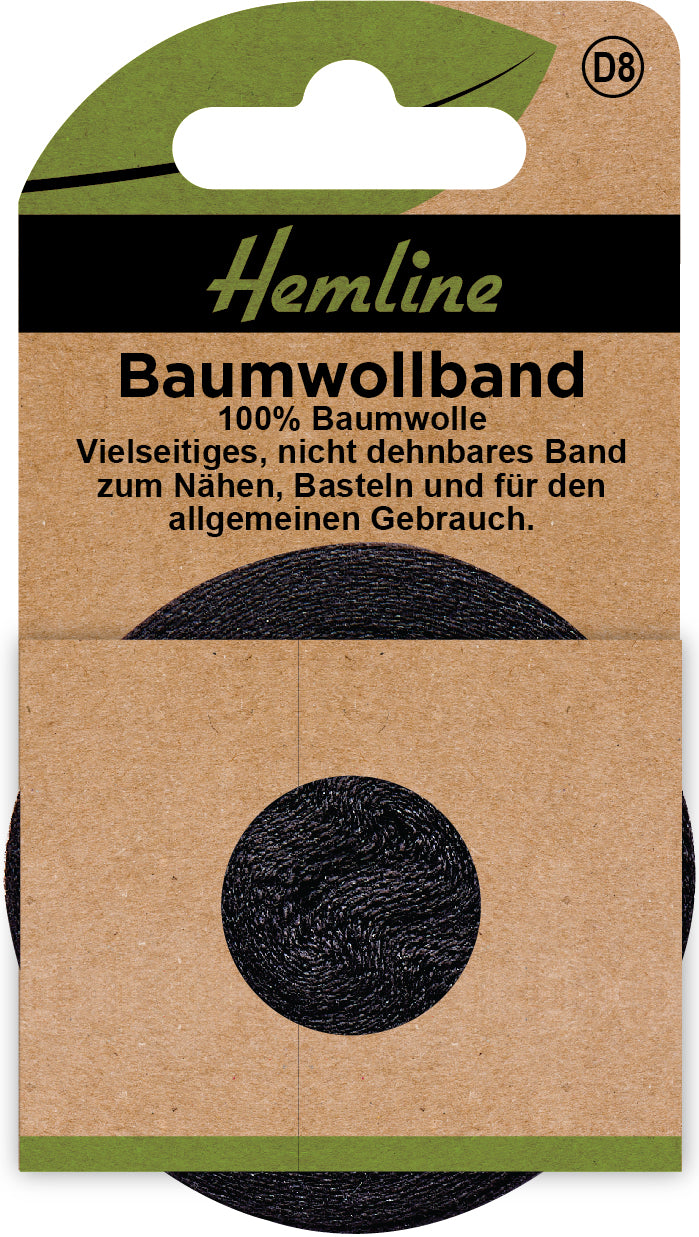 Baumwollband 20 mm / 5 m  schwarz