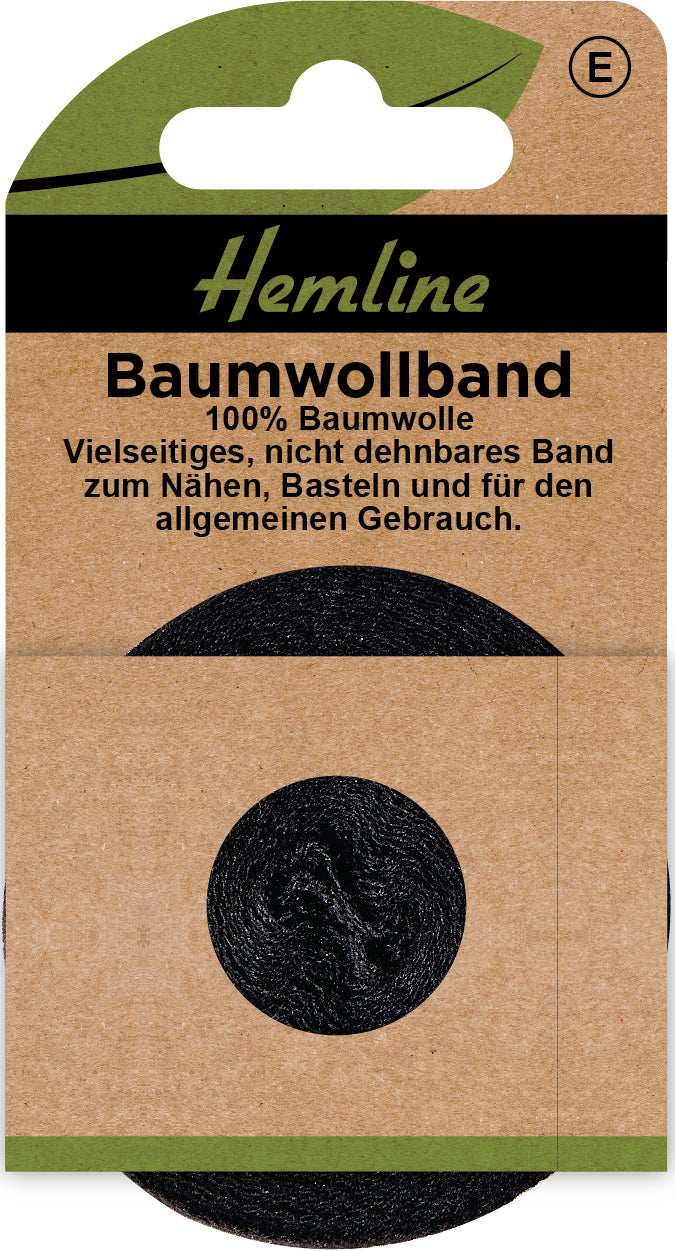 Baumwollband 25 mm / 5 m schwarz