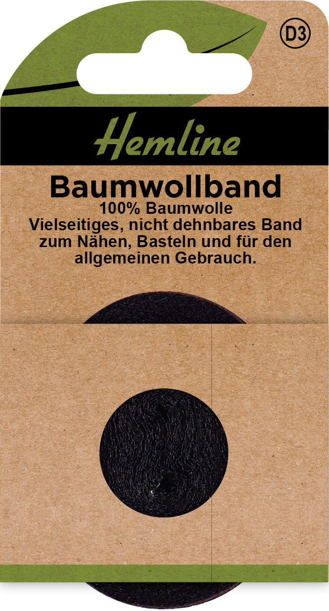 Baumwollband 6 mm / 5 m schwarz
