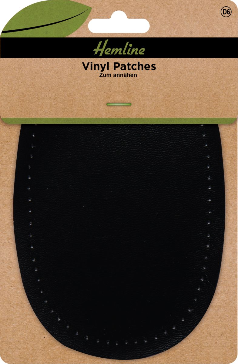 Vinyl Patches zum Annähen schwarz 2 Stück