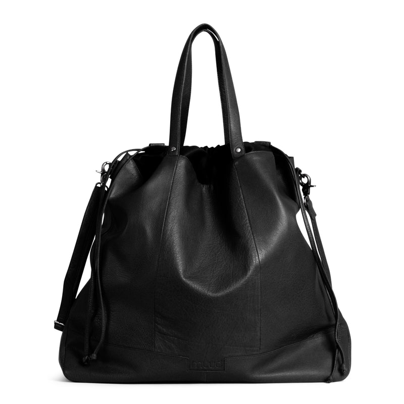 muud Lofoten XL handgefertigte Projekttasche aus Leder/Shopper Black