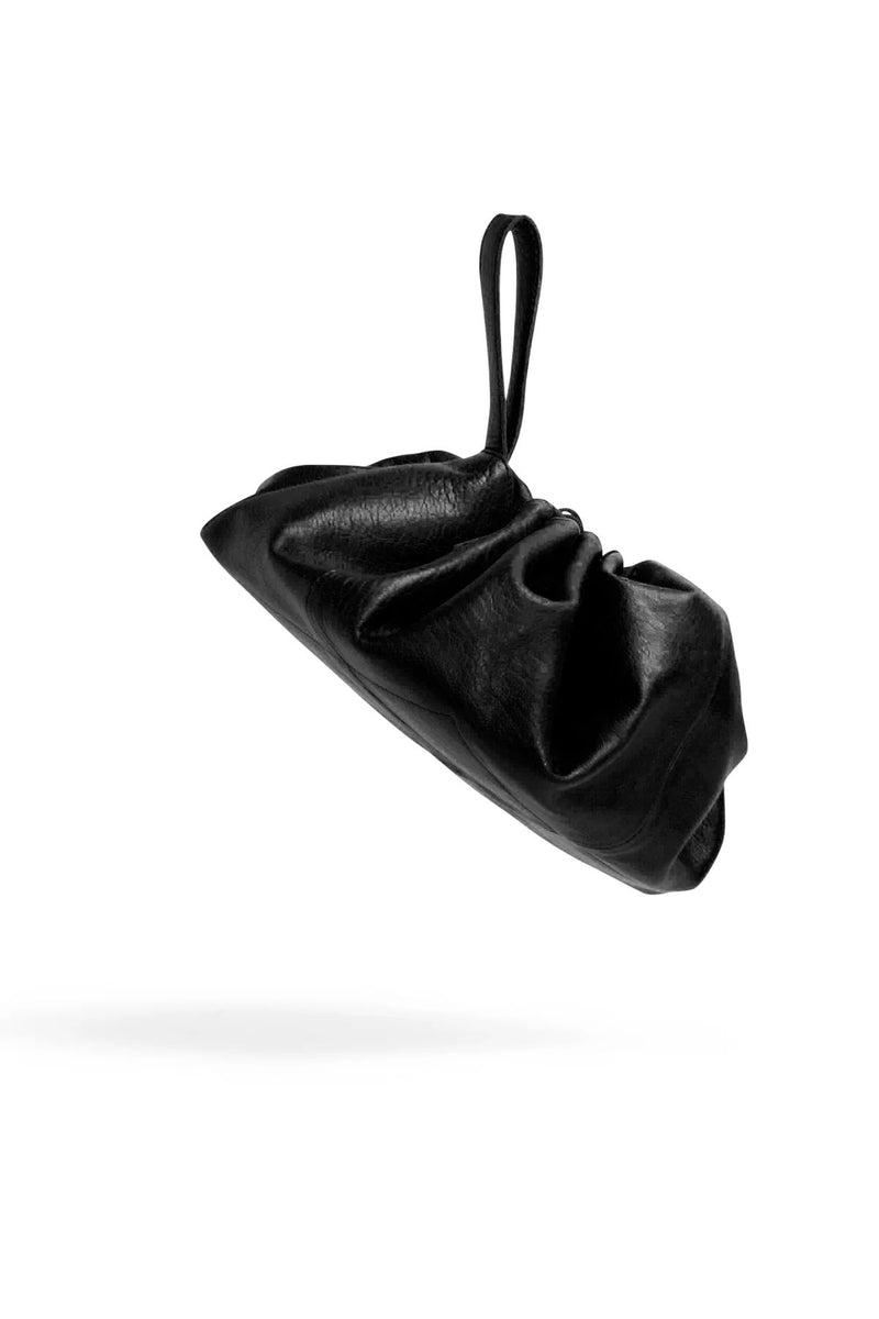muud Dina handgefertigte Leder Beuteltasche für Strick- und Häkelzubehör 20x15,5 cm/Ø 55 cm Black