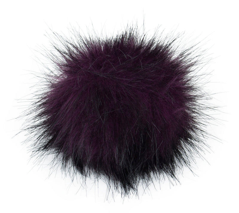 Fell Pompon mit Druckknopf 12-14 cm purple