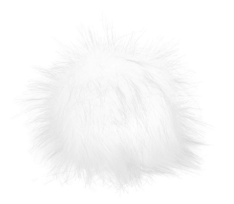 Fell Pompon mit Druckknopf 12-14 cm white snow