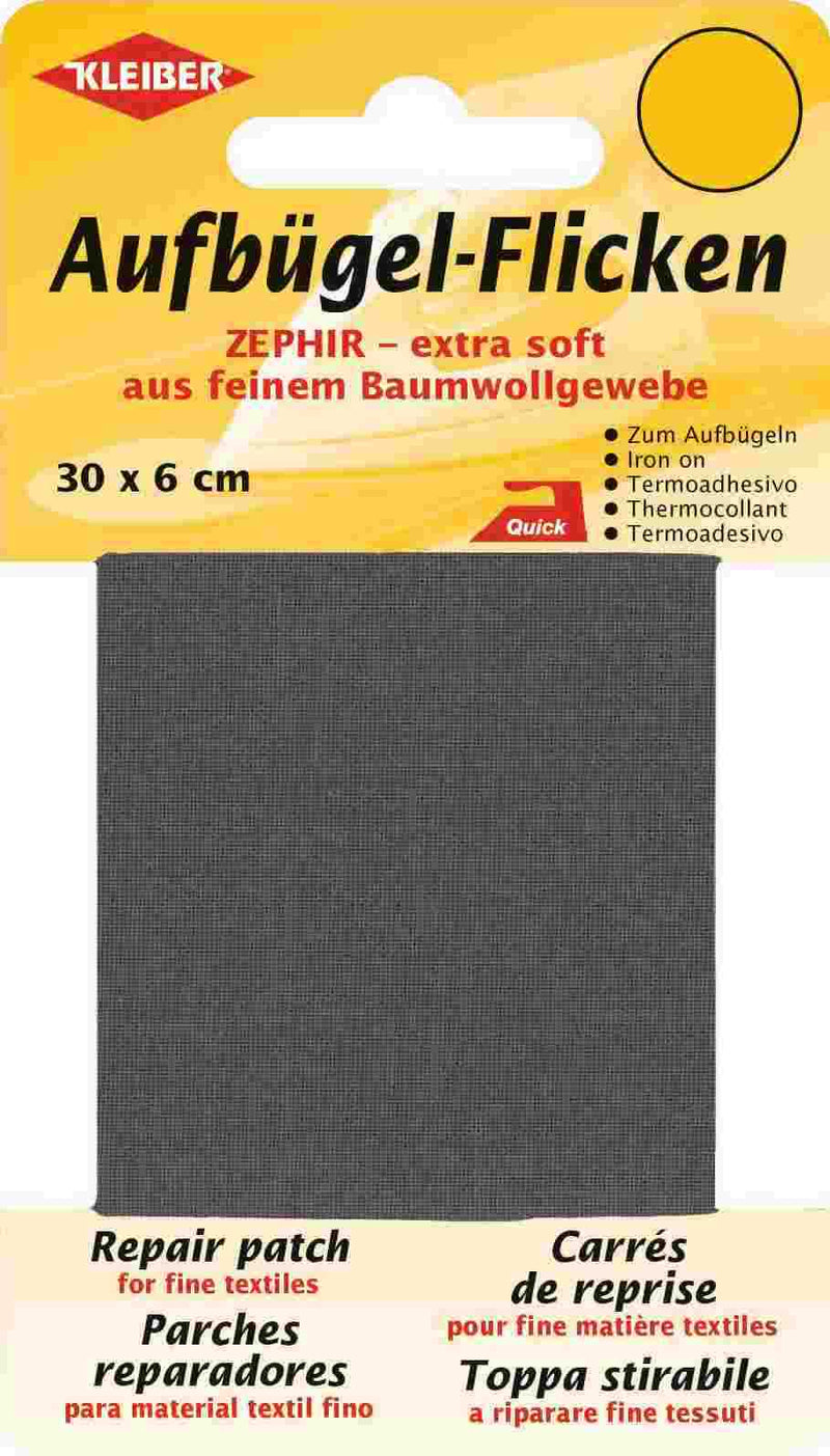Zephir Aufbügel-Flicken ca. 30x6 cm 01 dunkelgrau