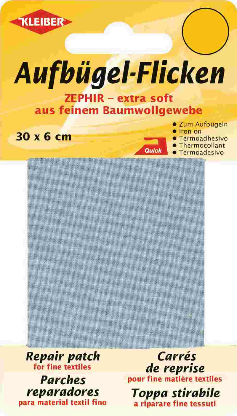 Zephir Aufbügel-Flicken ca. 30x6 cm 02 hellgrau