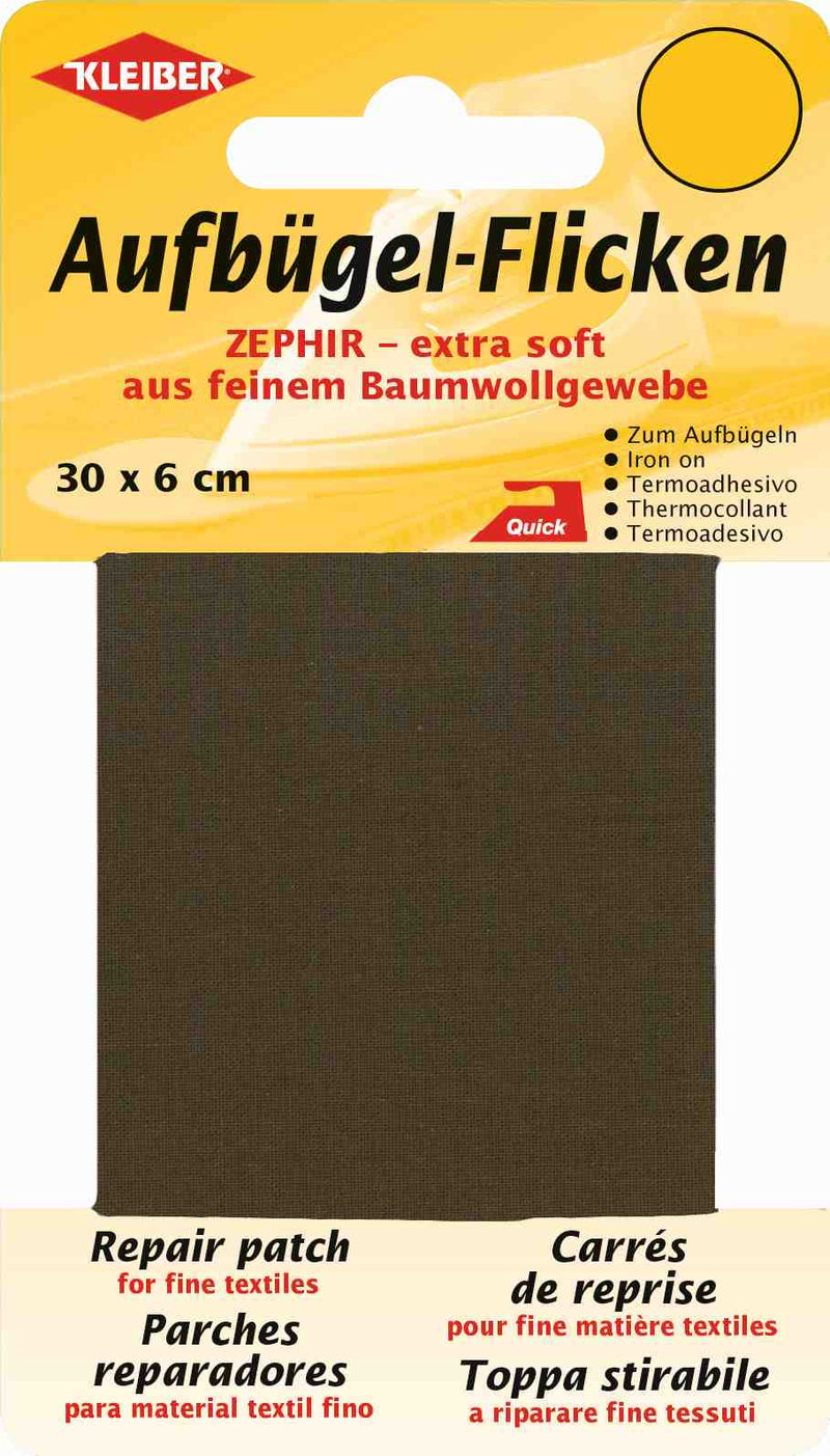 Zephir Aufbügel-Flicken ca. 30x6 cm 04 dunkelbraun