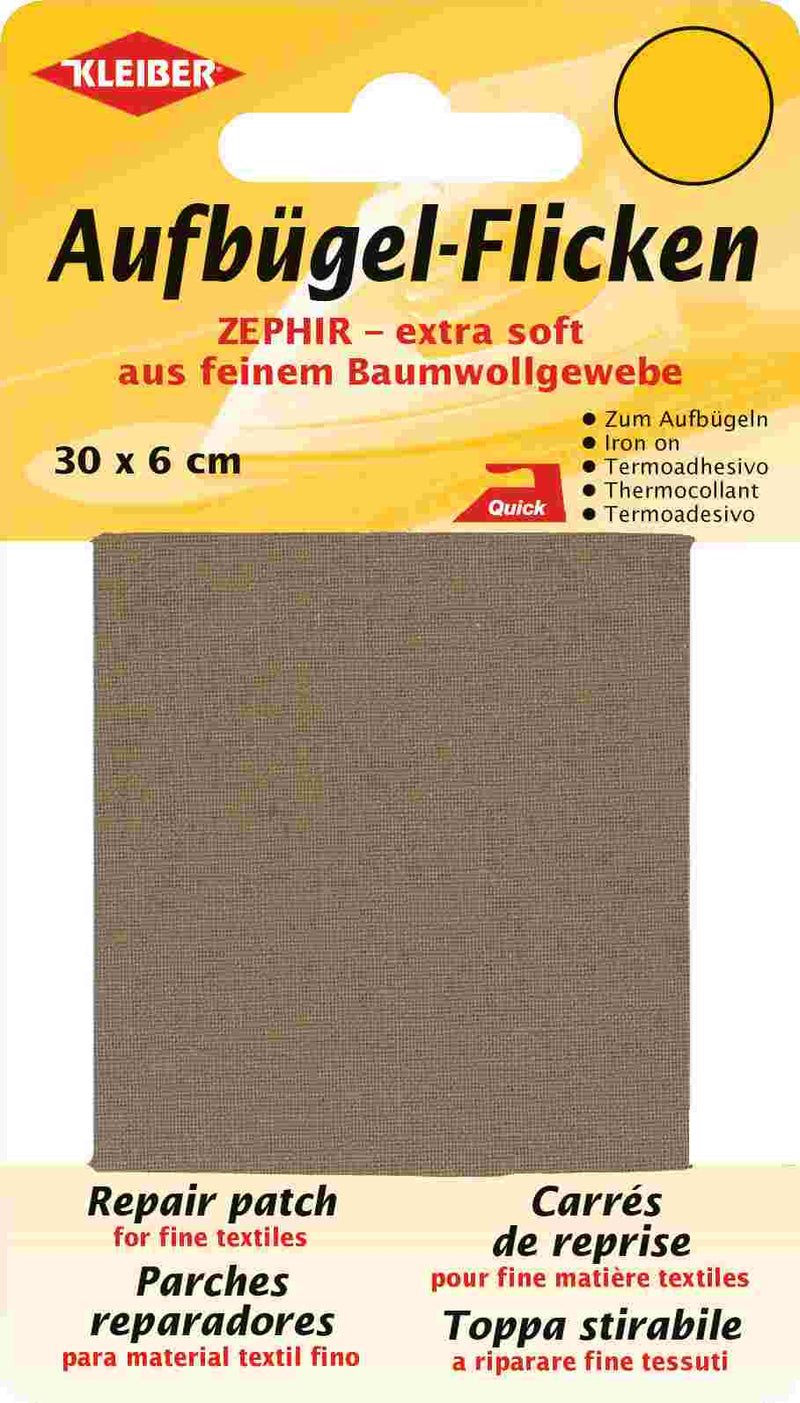 Zephir Aufbügel-Flicken ca. 30x6 cm 05 hellbraun