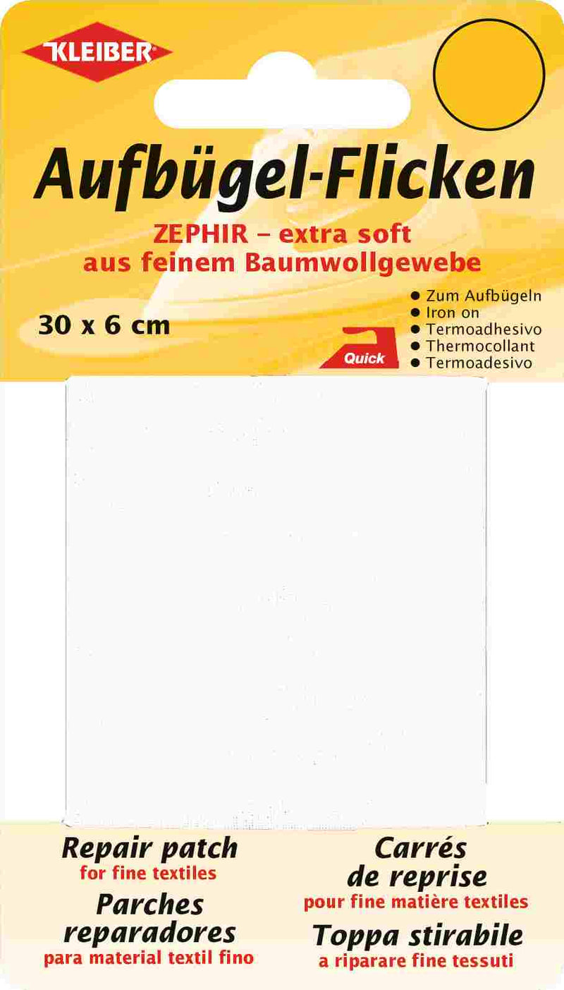 Zephir Aufbügel-Flicken ca. 30x6 cm 06 weiß