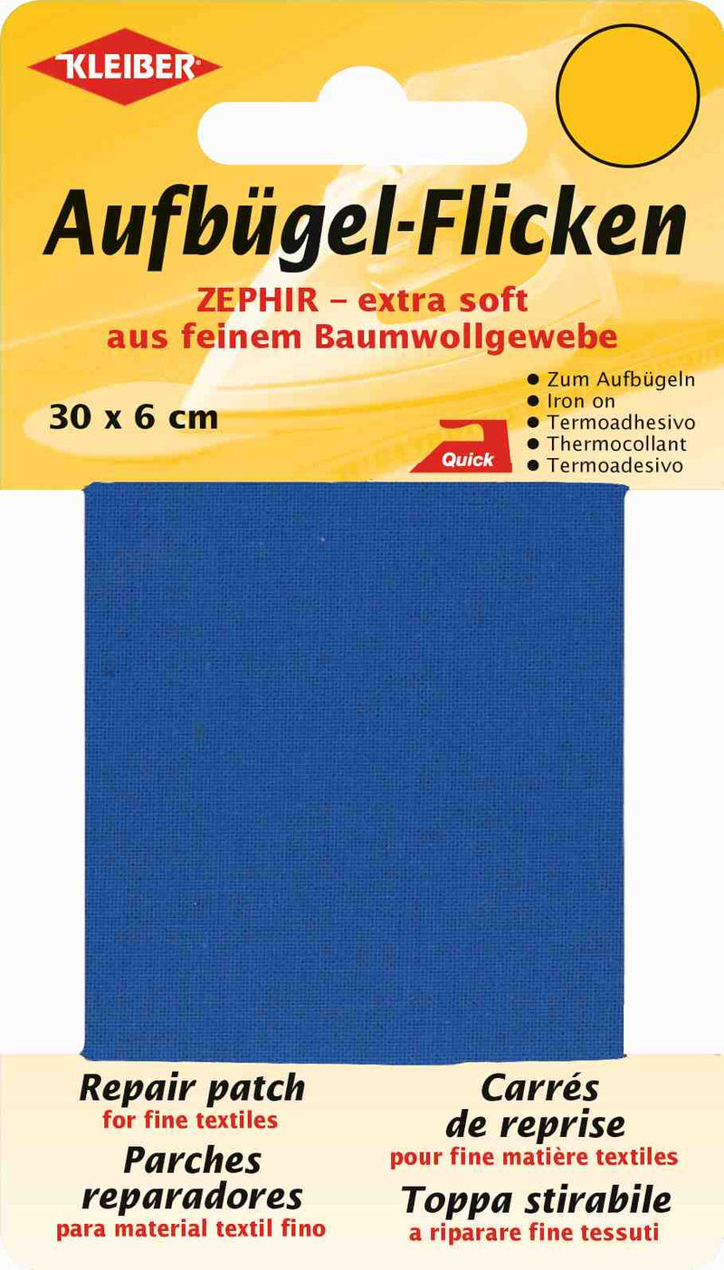 Zephir Aufbügel-Flicken ca. 30x6 cm 08 mittelblau