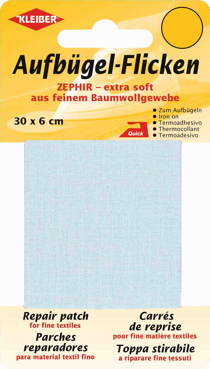 Zephir Aufbügel-Flicken ca. 30x6 cm 09 hellblau