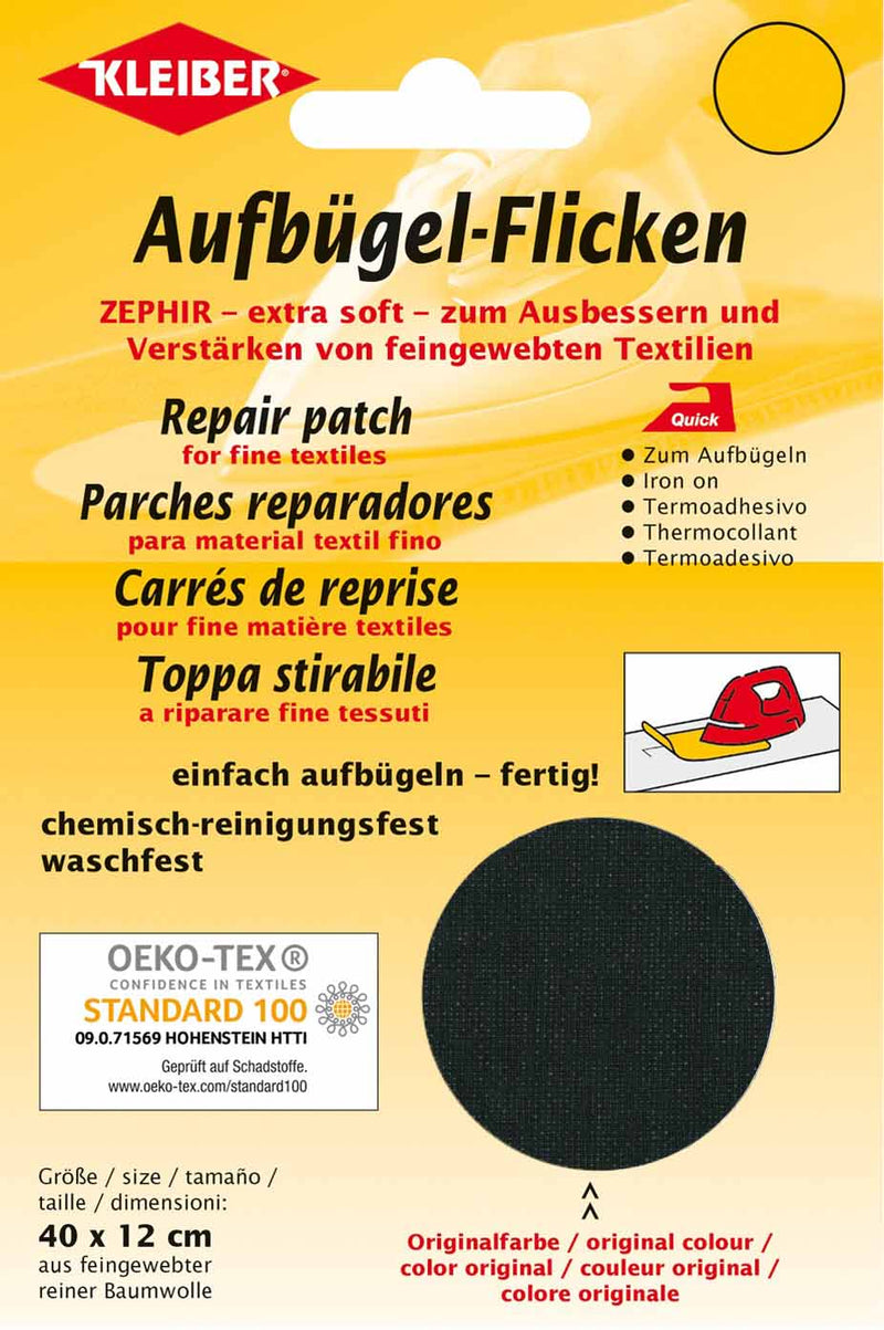 Zephir Aufbügel-Flicken ca. 40x12 cm 11 schwarz