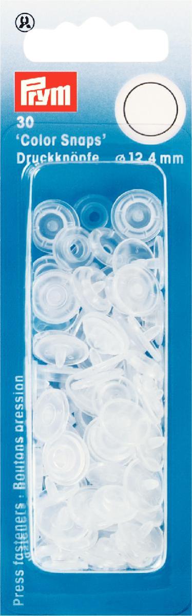 Nähfrei-Druckknöpfe Color Snaps rund 12,4 mm transparent glänzend 30 Stück