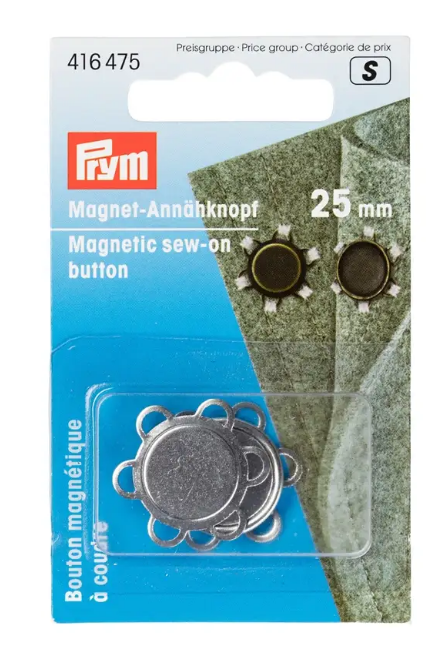 Magnet-Annähknöpfe 25 mm silberfarbig