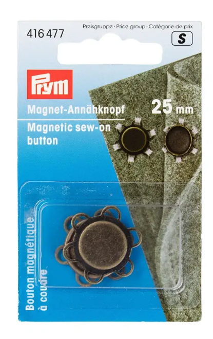 Magnet-Annähknöpfe 25 mm altmessing