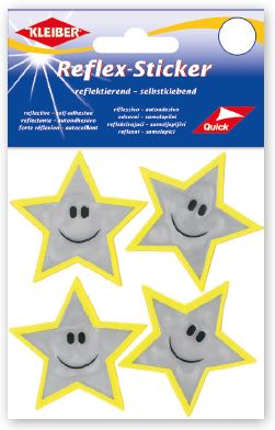 Reflex-Sticker Sterne silber mit gelb