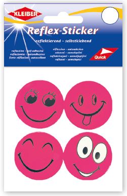 Reflex-Sticker Funny Faces, pink