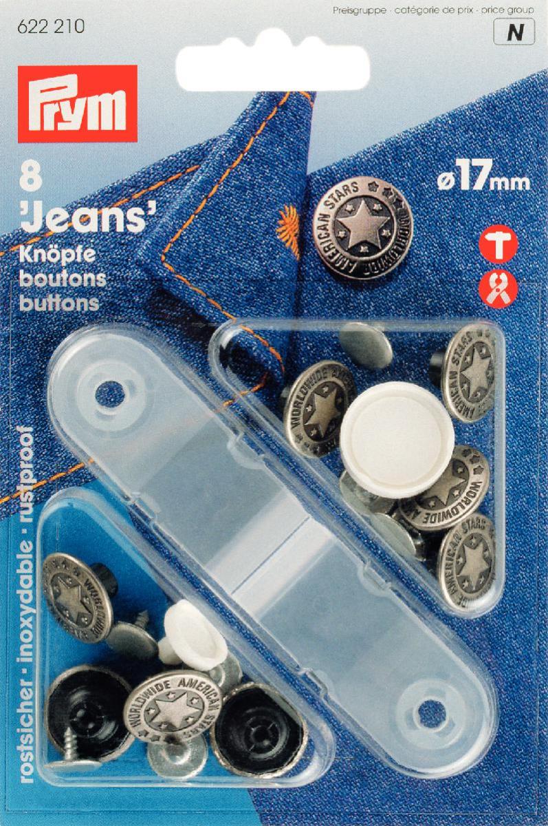 Nähfrei-Jeans-Knöpfe mit Werkzeug 622210 17 mm silber 8 Stück
