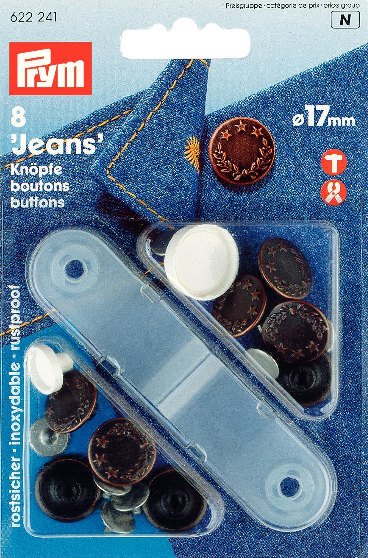 Nähfrei-Jeans-Knöpfe mit Werkzeug 17 mm altkupfer 8 Stück