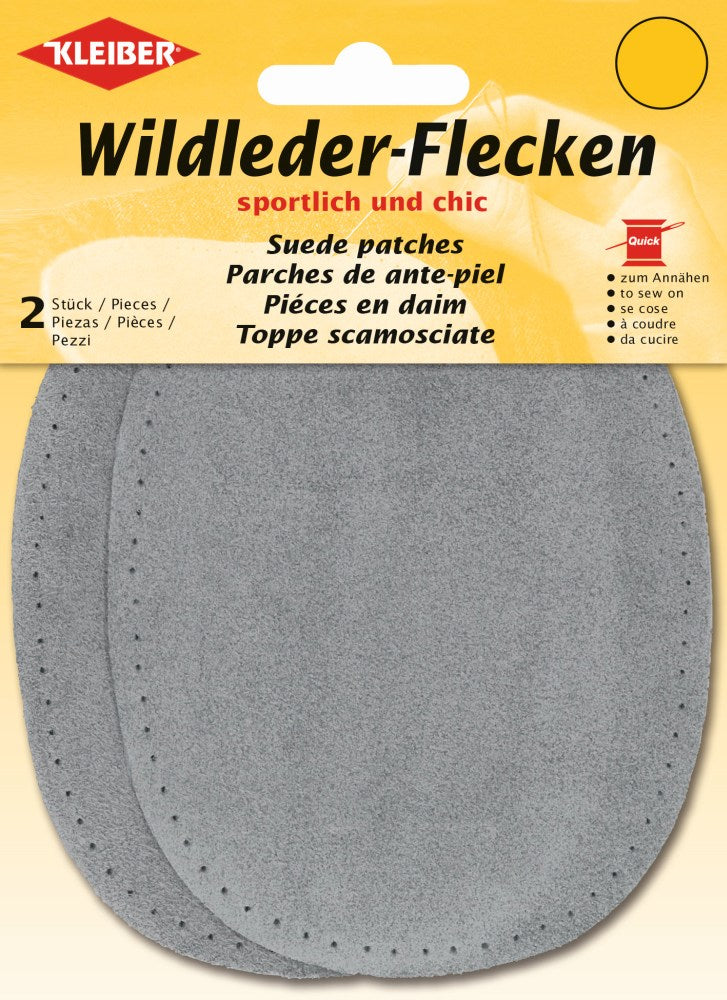 Wildleder-Flecken klein ca. 12,5x10 cm 02 grau 2 Stück