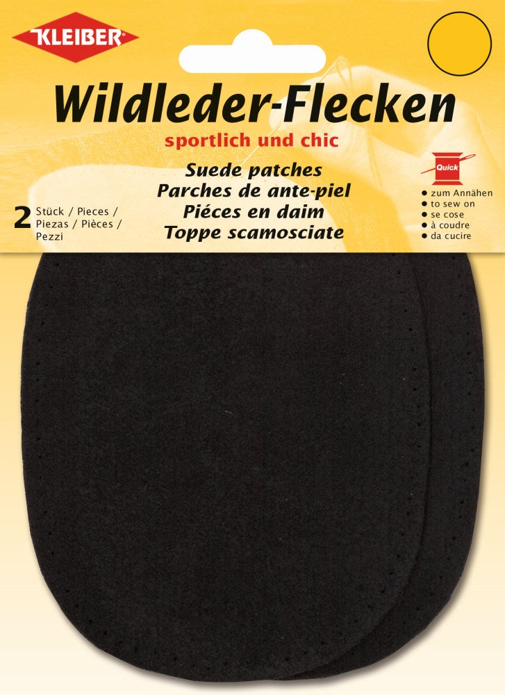 Wildleder-Flecken klein ca. 12,5x10 cm 03 schwarz 2 Stück