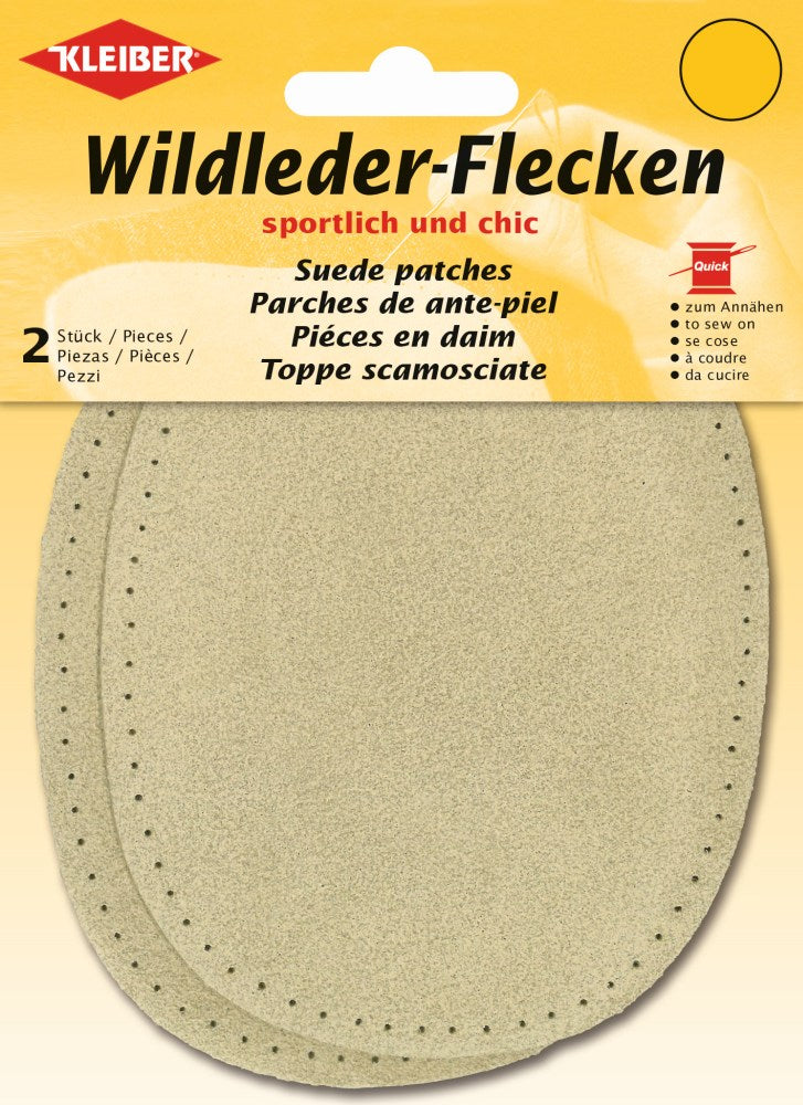 Wildleder-Flecken klein ca. 12,5x10 cm 05 beige 2 Stück