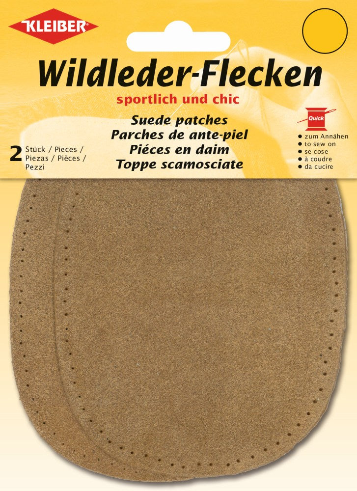 Wildleder-Flecken klein ca. 12,5x10 cm 06 braun 2 Stück