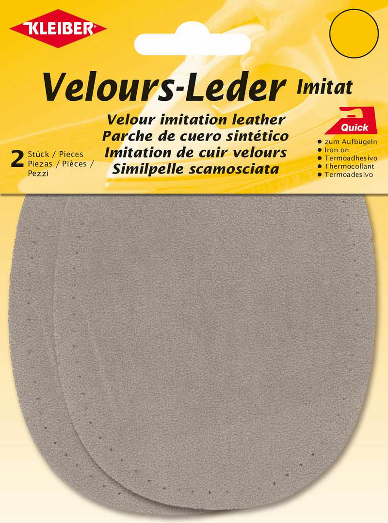 Velour-Leder Imitat Flecken ca. 13x10 cm 02 beige 2 Stück